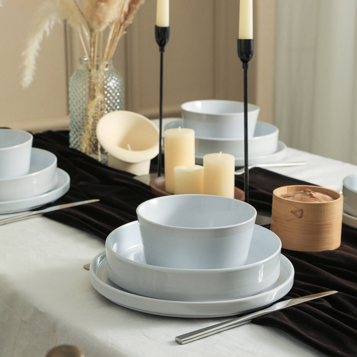 Stone Lain Celina Stoneware 24 - Piece Dinnerware Set, Dinner and Pasta Bowls, White