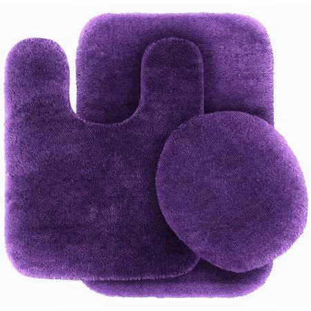 Sam 3PC #6 Purple Banded Bathroom Set Bath Mat Countour Rug Lid Cover Plain Solid Colors