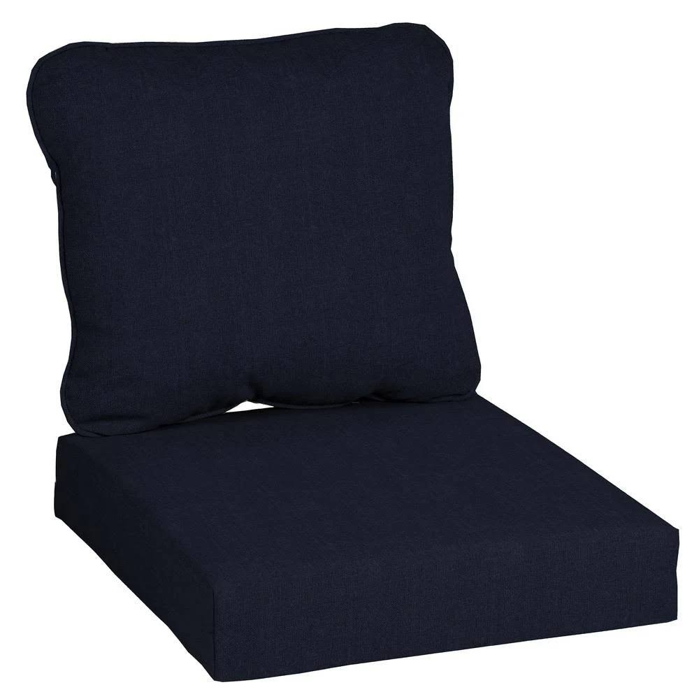 Hampton Bay 24 in. x 22 in. CushionGuard Midnight 2 - Piece Deep Seating Outdoor Lounge Chair Cushion