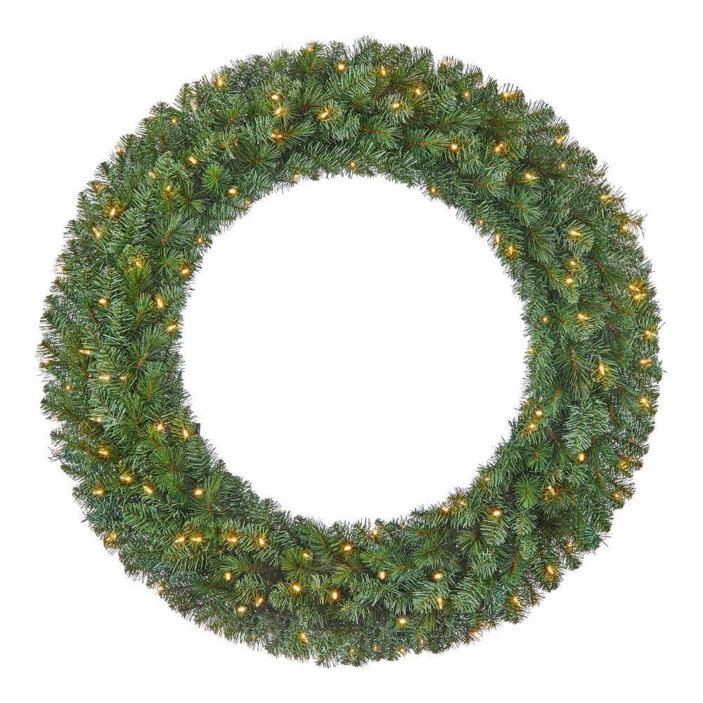 Home Accents Holiday 48 in. Pre - Lit LED Wesley Pine Artificial Christmas Wreath
