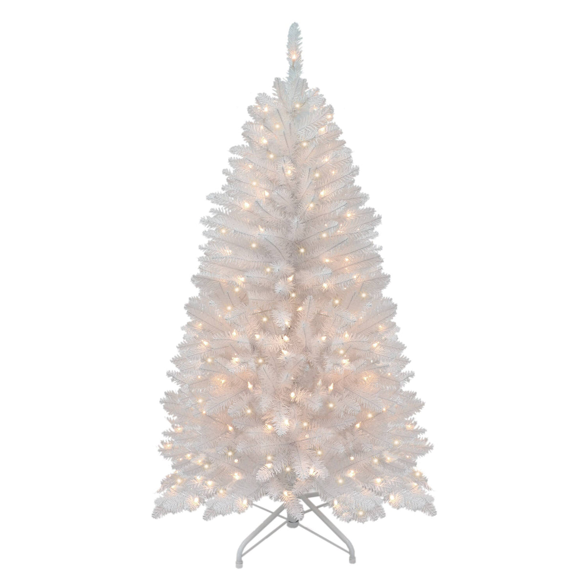 Puleo International 4.5 ft Pre - Lit White Pencil Franklin Fir Artificial Christmas Tree with 150 UL - Listed Lights