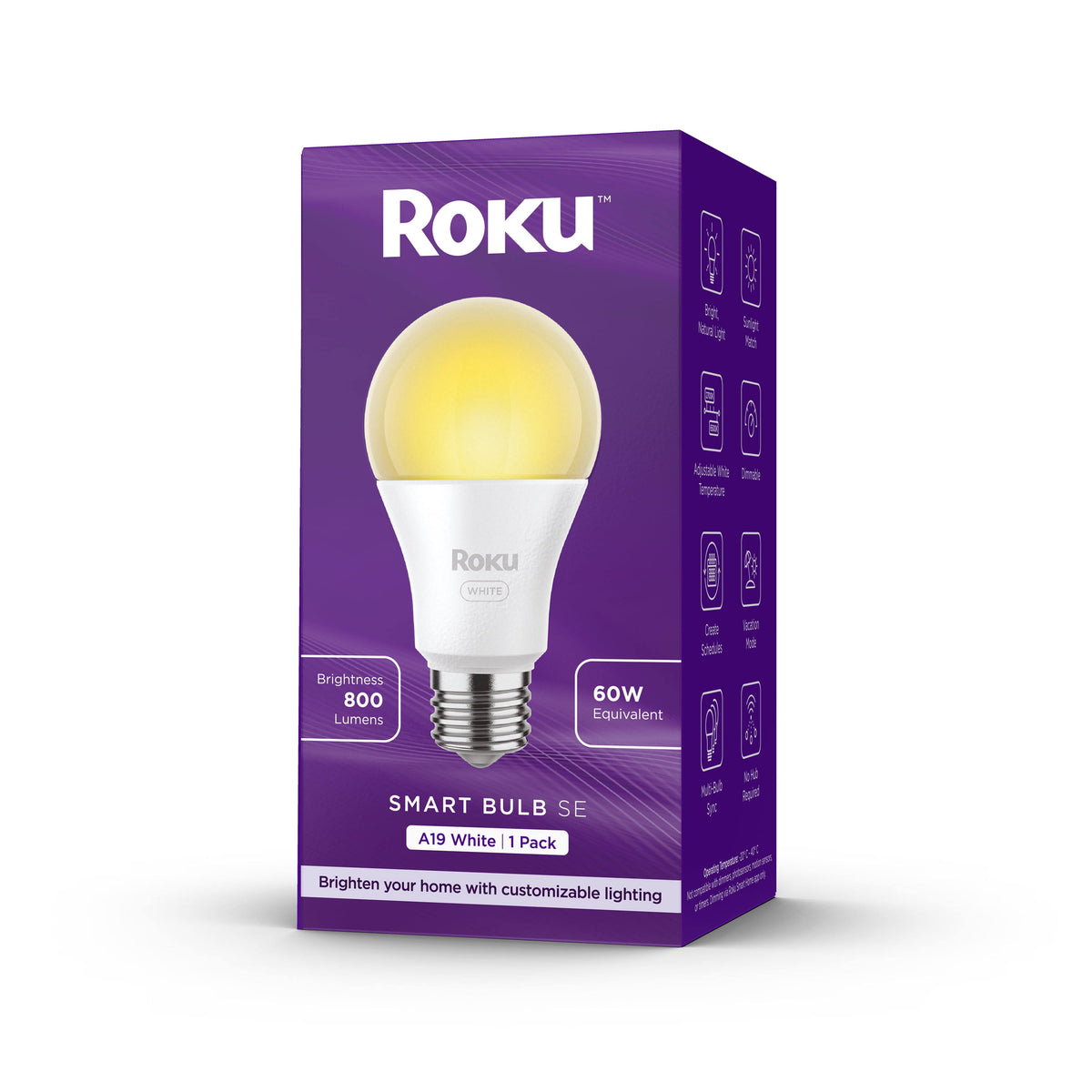 Roku Smart Home Smart Bulb SE (White) 1 - Pack with Adjustable Brightness and Temperature - 9.5 Watts BS1000R