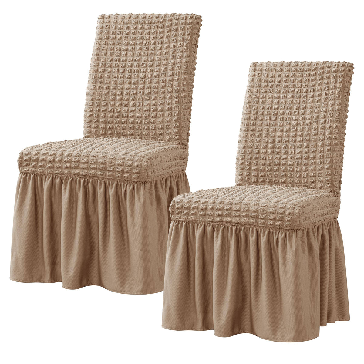 Subrtex 2 Pcs Stretchy Dining Room Chair Covers with Long Skirt, Removable Washable Universal Anti - dirty Parsons Slipcovers for Home Kitchen Party (