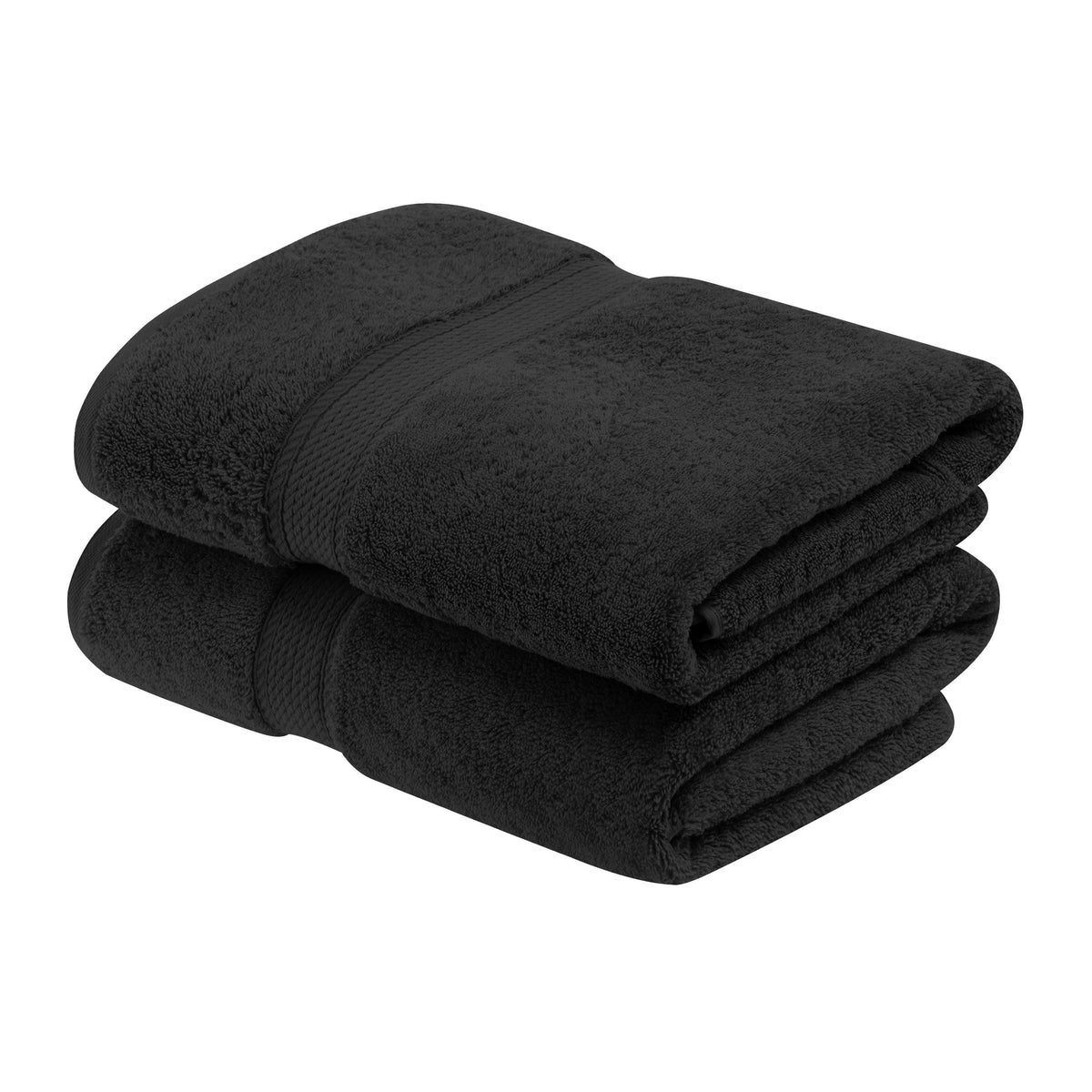 Superior Highly Absorbent Egyptian Cotton 2 - Piece Ultra Plush Solid Bath Towel Set - Black