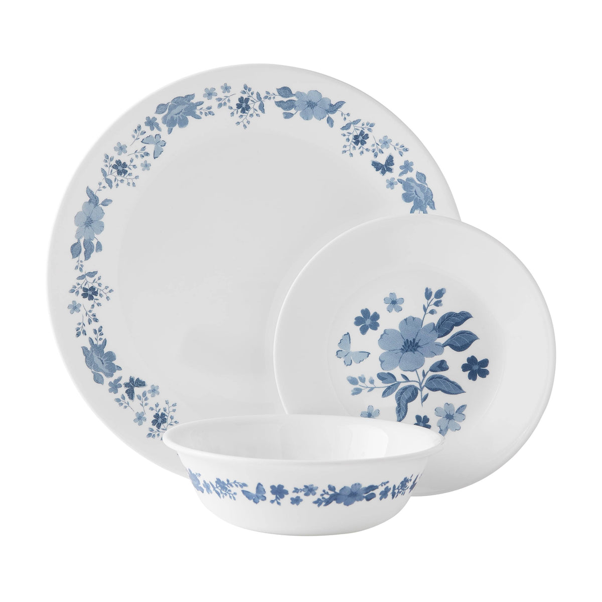 The Pioneer Woman by Corelle 12 - Piece Dinnerware Set, Evie, Blue