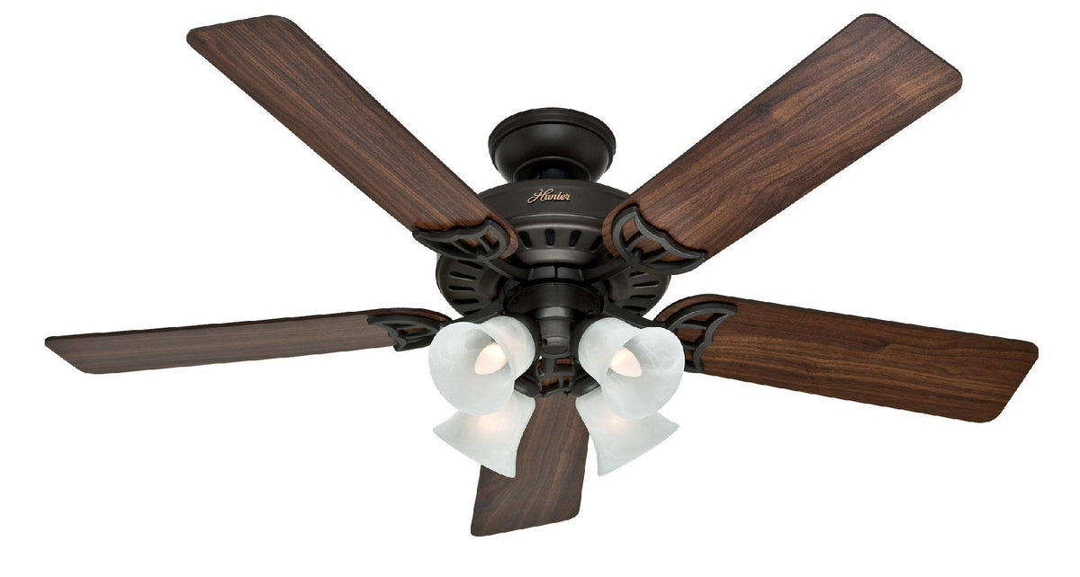 Hunter Studio Series 52" Ceiling Fan with 4 - Light Kit - New Bronze - Walnut/Cherry Blades