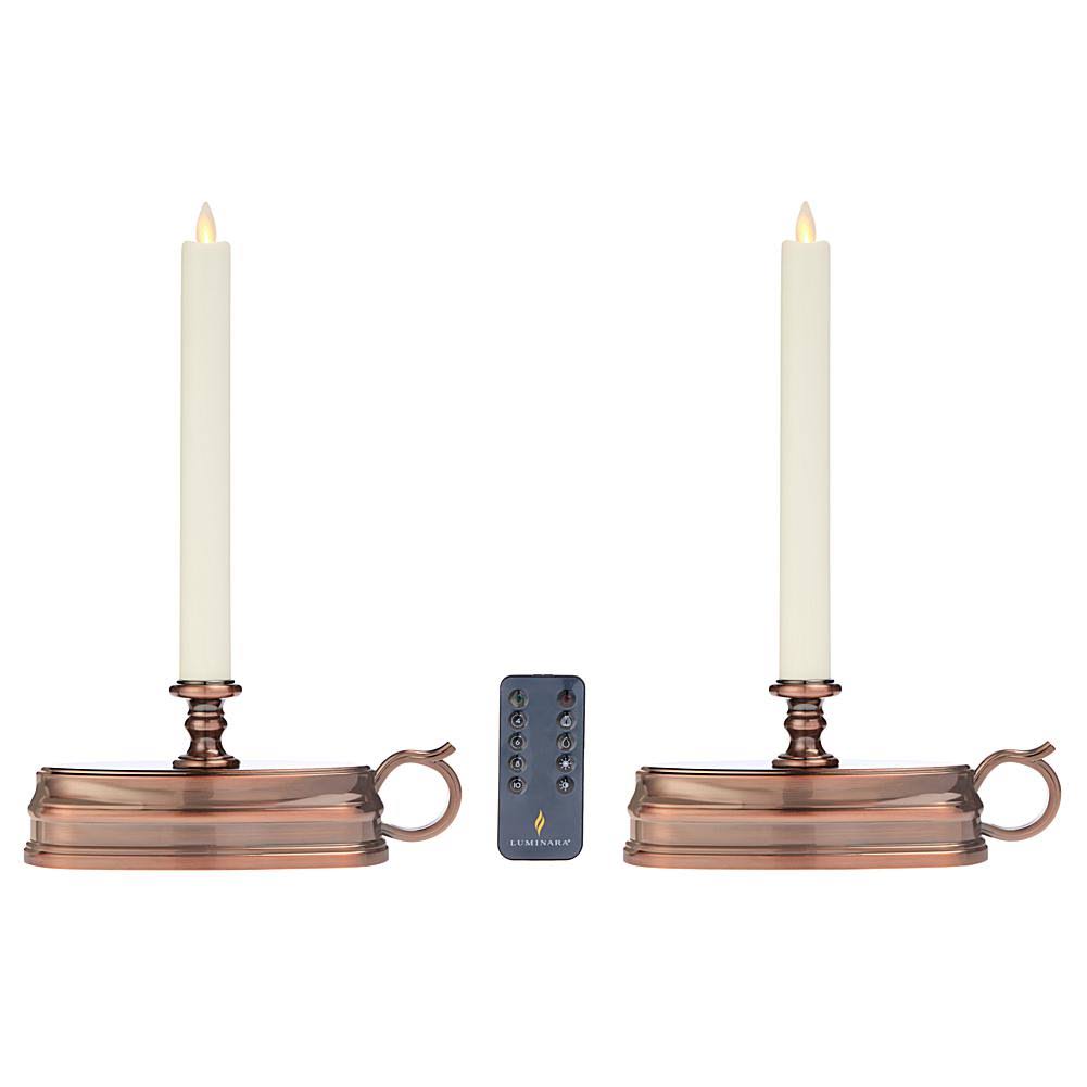 Luminara Set of (2) Colonial Flameless Window C ndles + Remote, Bronze