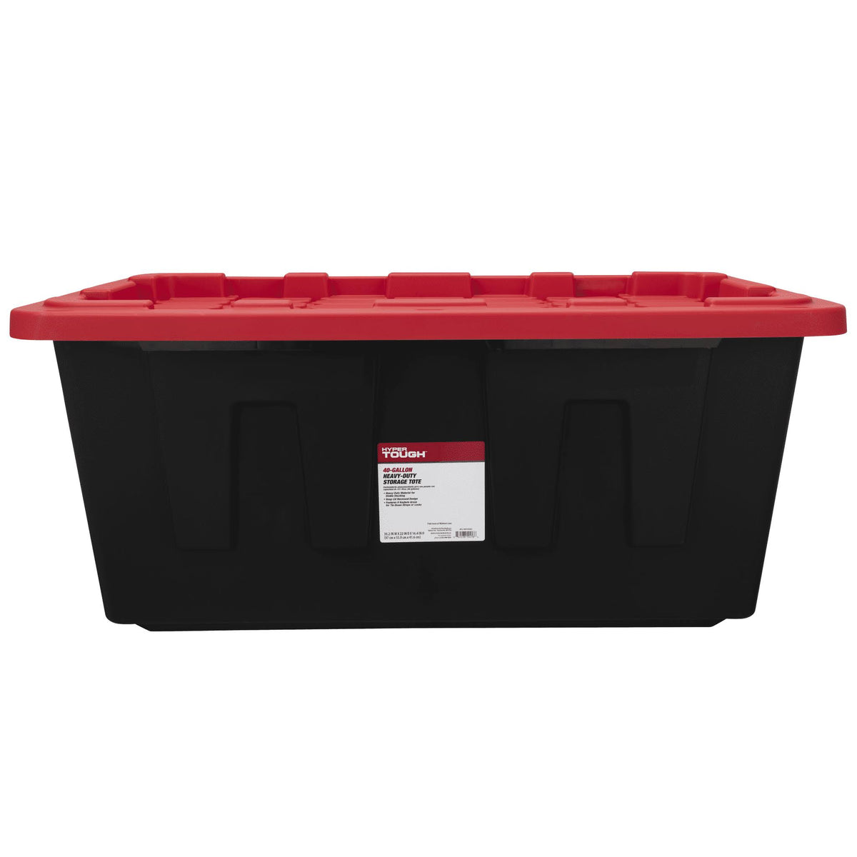 Hyper Tough 40 Gallon Snap Lid Plastic Storage Bin Container, Black with Red Lid, Size: 38.2 inch W x 22 inch D x 16.4 inch H