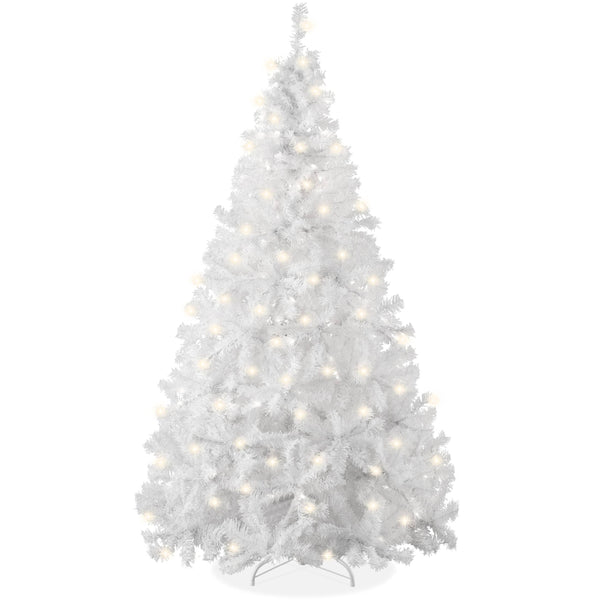 Best Choice Products 9ft Pre - Lit Premium Hinged Artificial Christmas Pine Tree w/ 900 Lights, Metal Stand, 2, 000 Tips