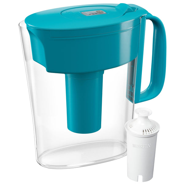 Brita Water Filter Pitcher for Tap and Drinking Water with 1 Standard Filter, Lasts 2 Months, 6 - Cup Capacity, BPA Free, Turquoise