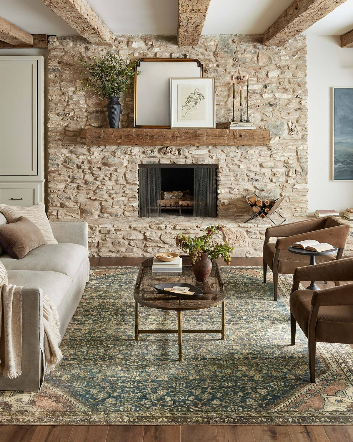 Magnolia Home by Joanna Gaines x Loloi Banks Denim/Clay 2' - 0" x 5' - 0" Accent Rug