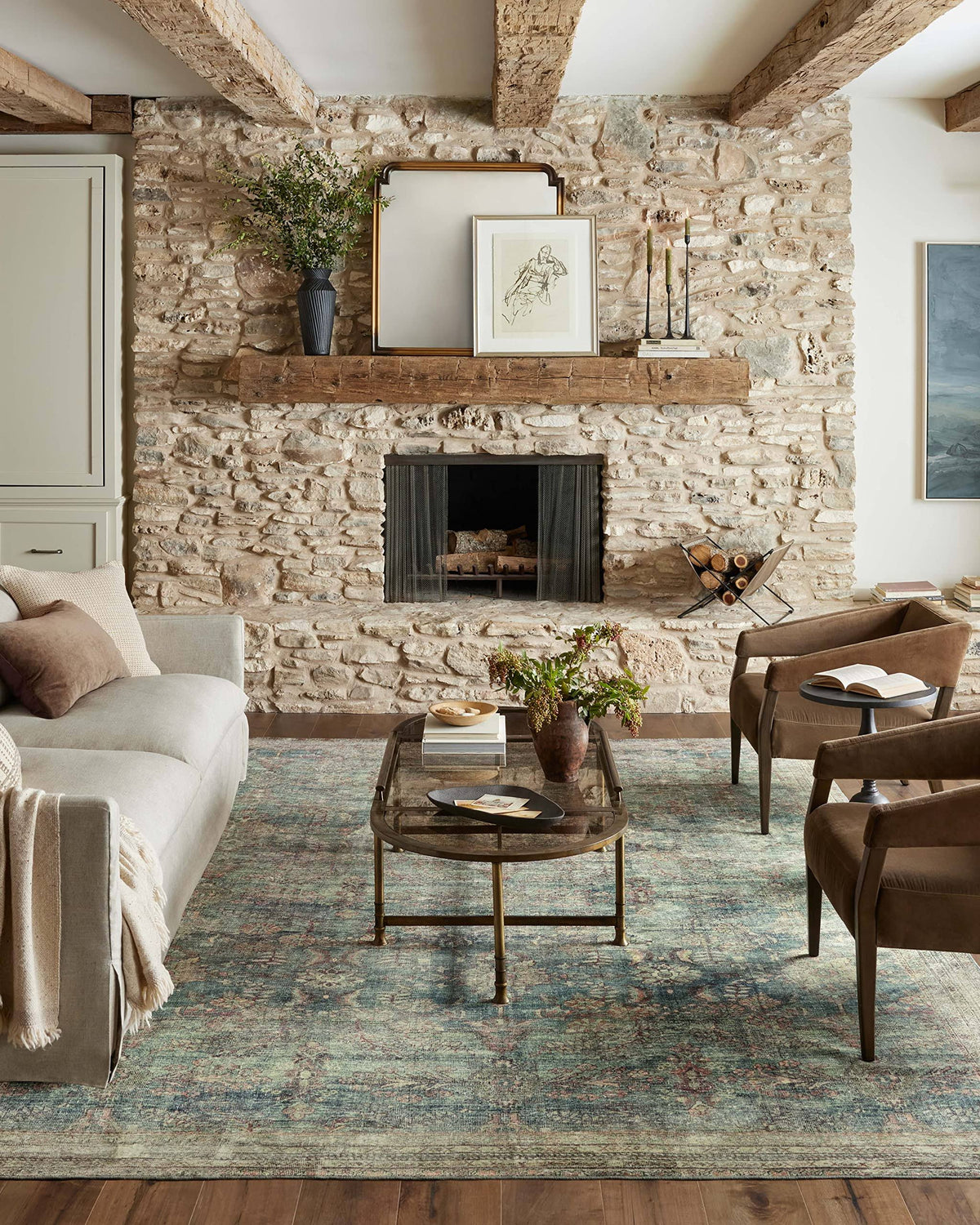 Magnolia Home by Joanna Gaines x Loloi Banks Ocean/Spice 7' - 6" x 9' - 6" Area Rug
