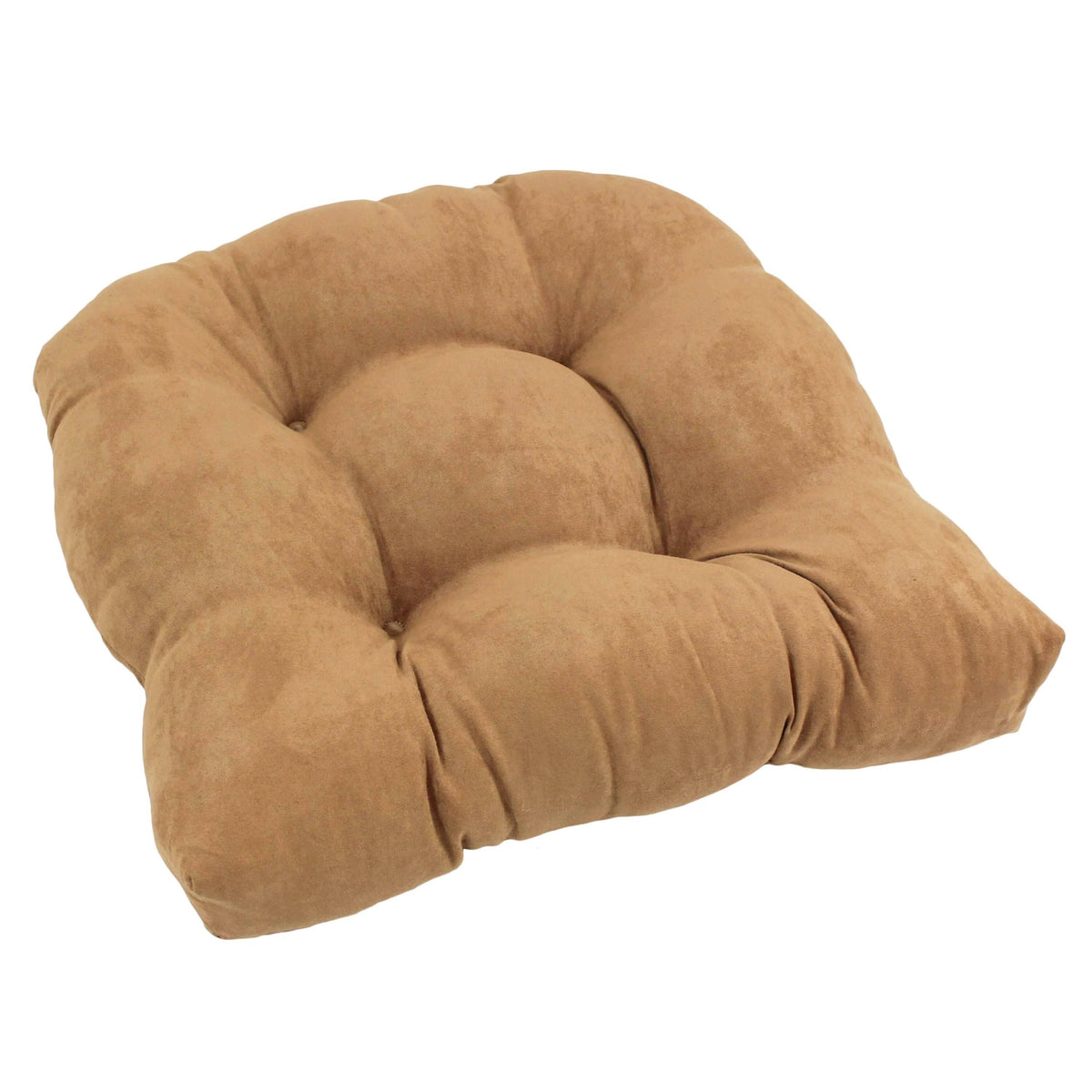 Blazing Needles 19 in. U - Shaped MicroSuede Tufted Dining Chair Cushion, Camel