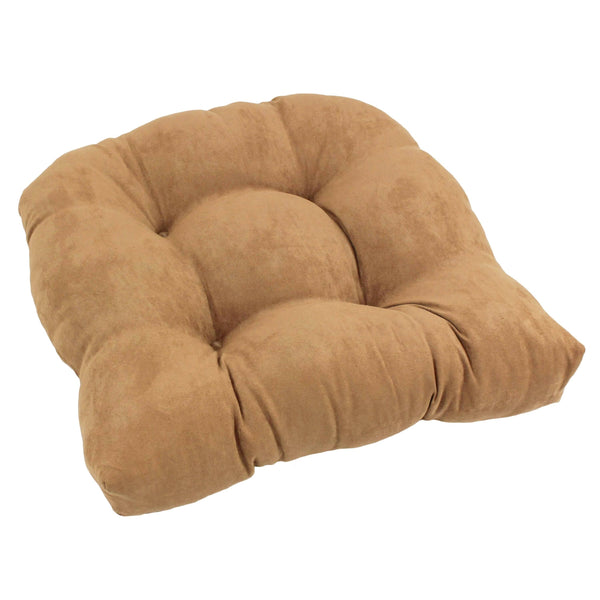 Blazing Needles 19 in. U - Shaped MicroSuede Tufted Dining Chair Cushion, Camel