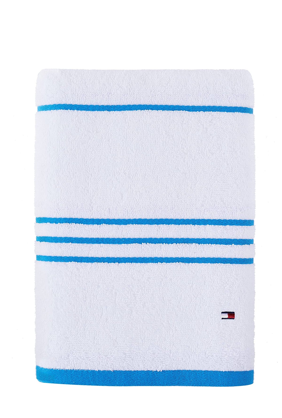Tommy Hilfiger Modern American Stripe 30" x 54" Cotton Bath Towel - White/Blue