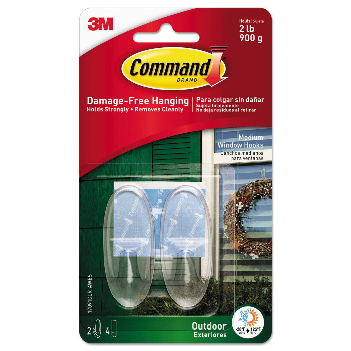 Command Outdoor Medium Clear Window Hooks with Clear Strips 17091CLR - AW