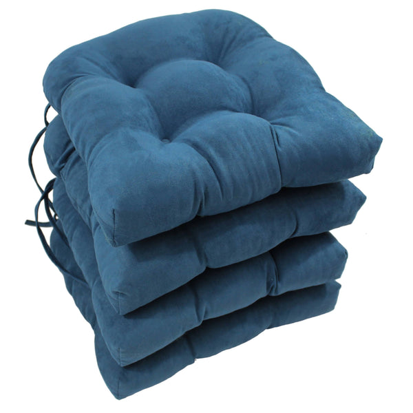 Blazing Needles16 - inch U - Shaped MicroSuede Chair Cushions (Set of 4) Indigo