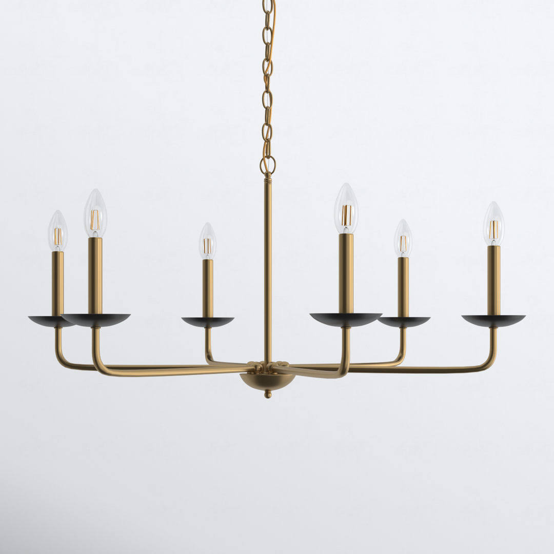 Baltray 6 - Light Candle Style Classic/Traditional Chandelier Joss & Main Finish: Black/Brass, Size: 18.5" H x 36" W x 36" D