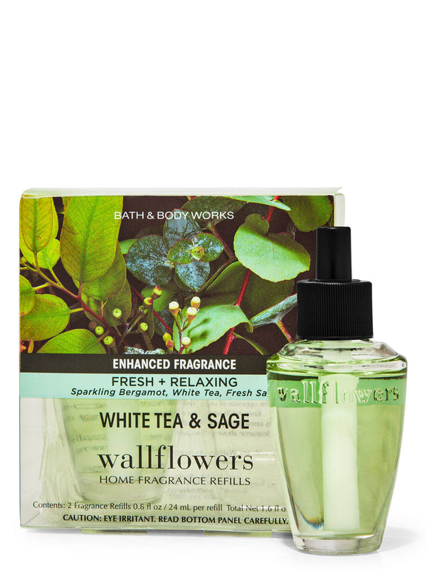 Bath & Body Works White Tea & Sage Wallflowers Fragrance Refills, 2 - Pack