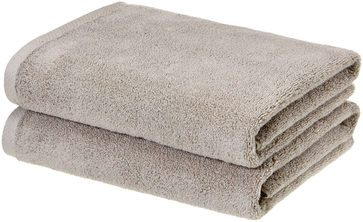 Amazon Basics - 2 Piece Quick - Dry Oversize Bath Towel, 100% Cotton, Platinum, 54" x 30"
