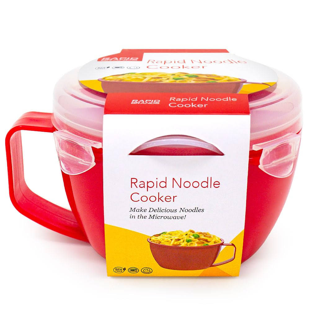 Rapid Brands Rapid Plastic Noodle/Soup Bowl - Microwave Soup & Noodles in Minutes - Perfect for Dorm, Small Kitchen, or Office - Dishwasher - S