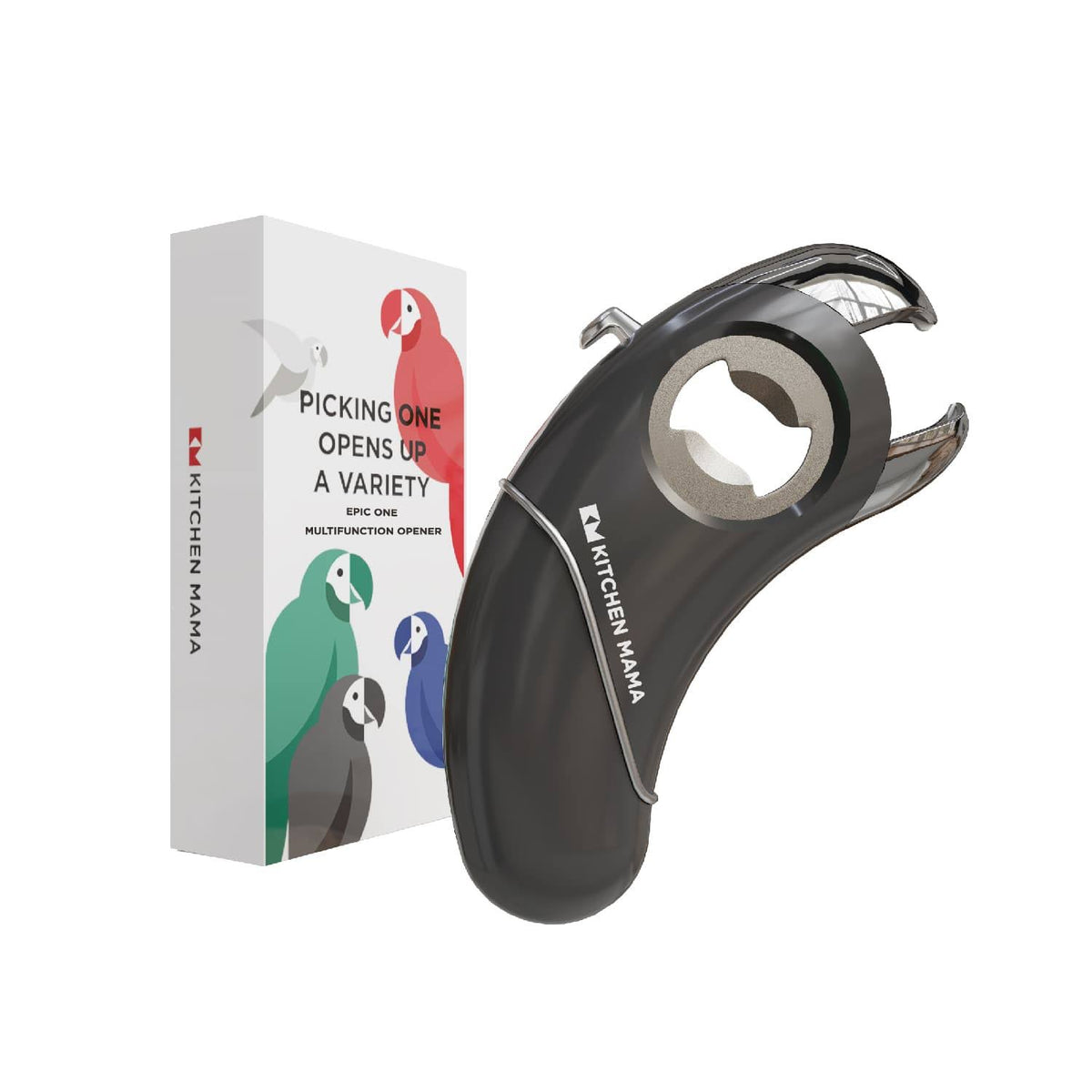 Kitchen Mama Epic One Multifunction Opener - Picking One Opens Up A Variety, Metal Gray