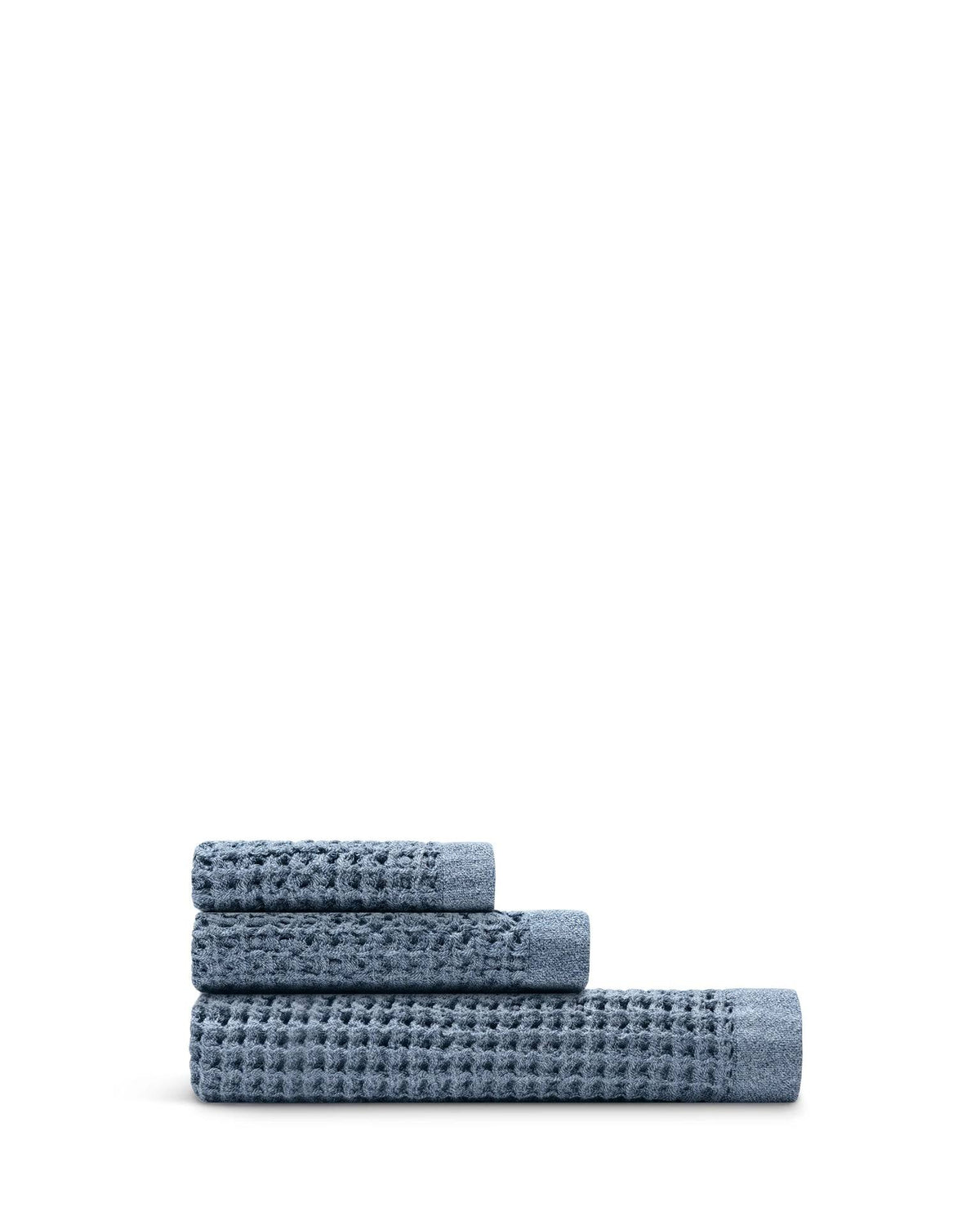 Onsen 3 - Piece Waffle Cotton Bath Towel, Hand Towel & Washcloth Set Denim