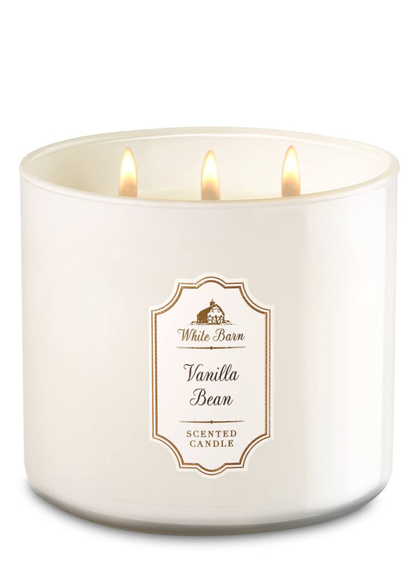 Bath & Body Works White Barn Vanilla Bean 3 - Wick Scented Candle 14.5 oz