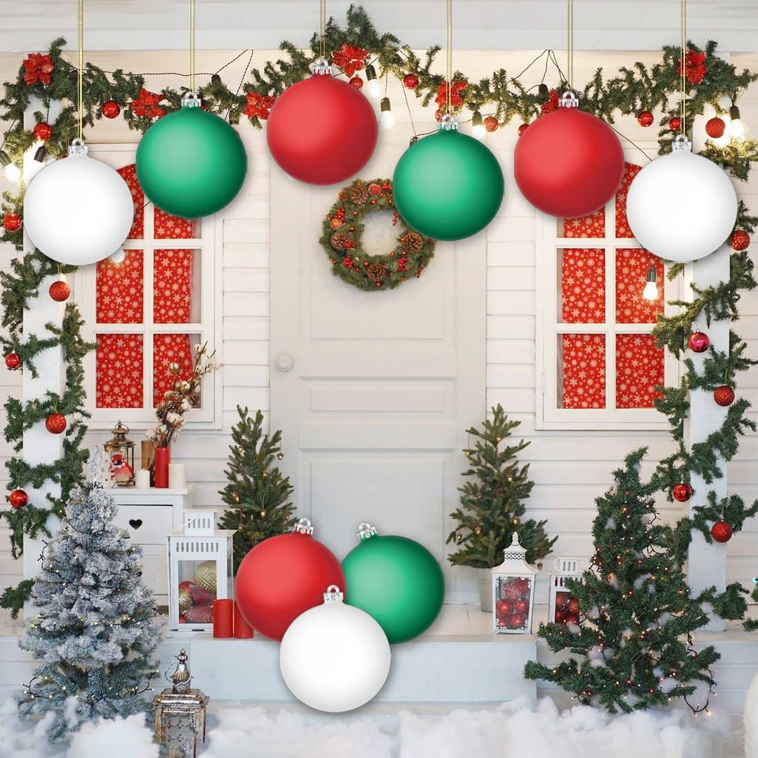 9 Pcs Outdoor Christmas Decorations Yard Signs, Christmas Inflatable Ball Shape Ornaments Decor for Front Door and Yard Tree Home Party Supplies