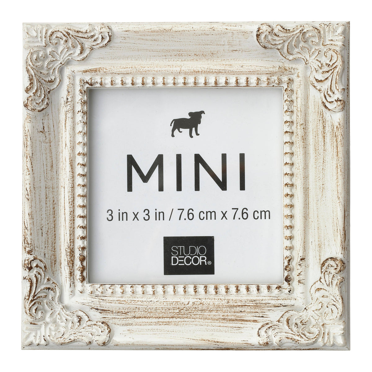 Studio Decor 3" x 3" White Leaf Corner Accents Mini Frame - Each