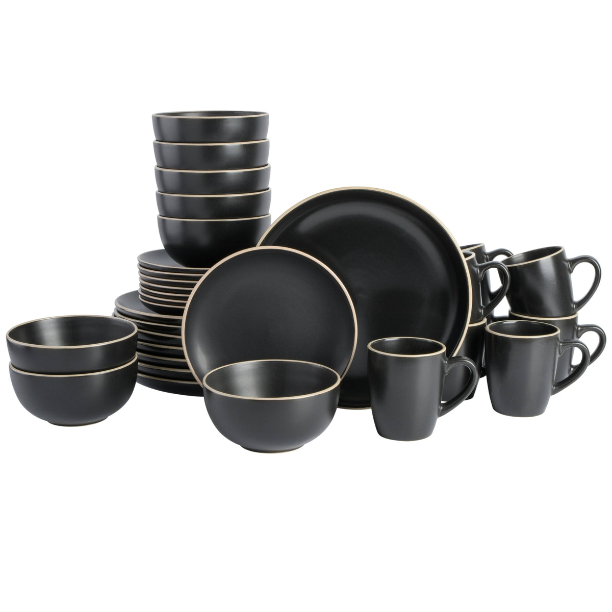 Gibson Home Rockaway 32 - Piece Dinnerware Set Black