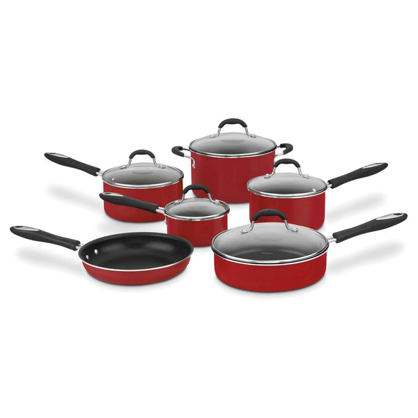 Cuisinart Advantage 11 - Piece Nonstick Aluminum Cookware Set, Red