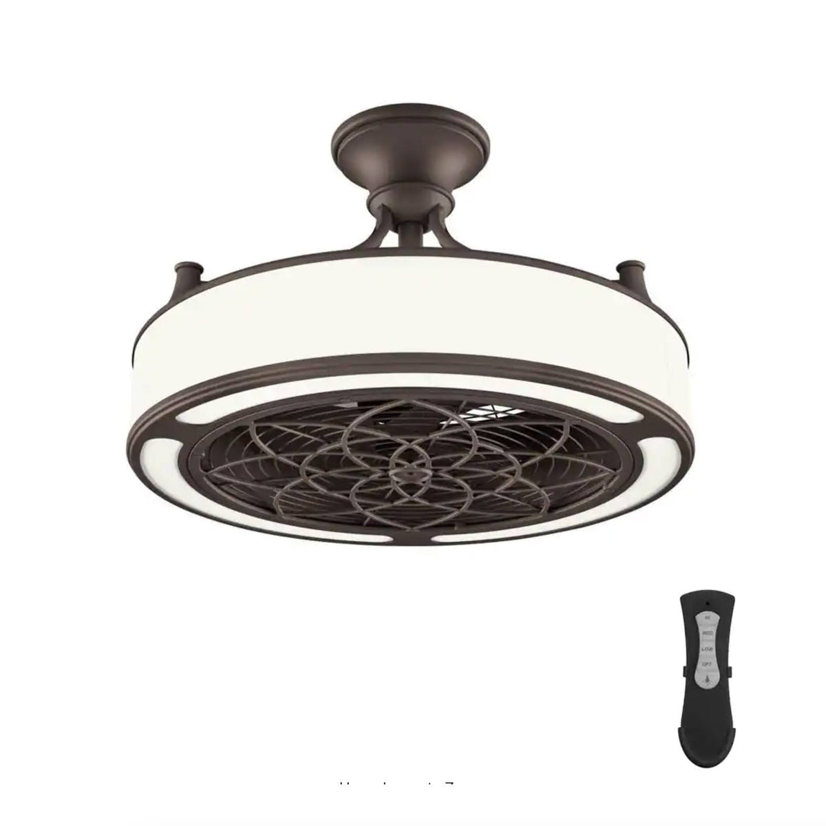 Home Decorators Collection Windara 22 in. LED Indoor/Covered Outdoor Bronze Ceiling Fan with Light Kit and Remote Control
