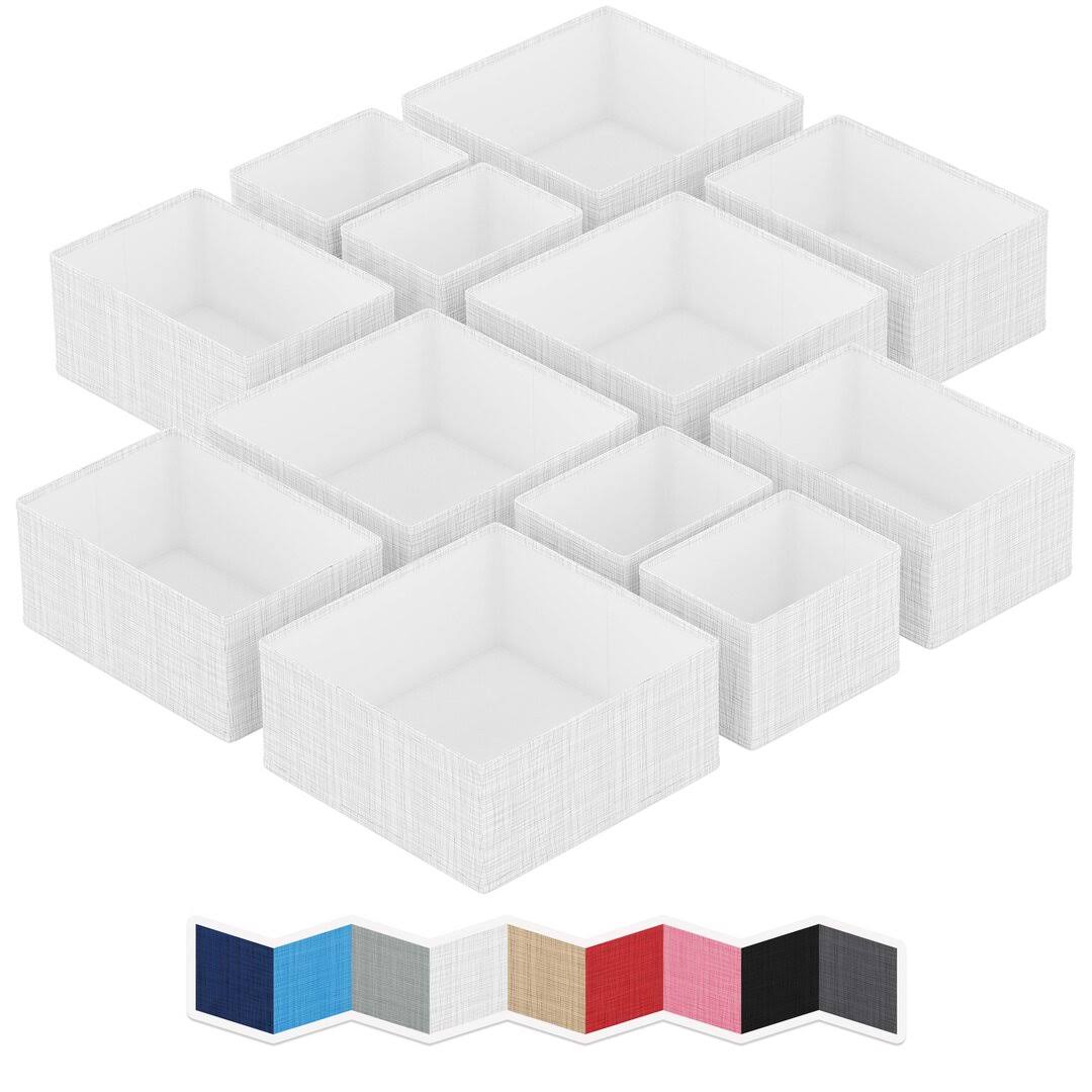 NEATERIZE Drawer Organizer Clothes Set of 12 White - Grey - Dresser Organizer for Nursery, Bedroom, Closet - Perfect Baby Clothes Organizer and