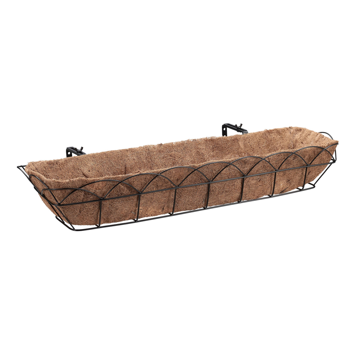 Mainstays Arches Metal Window Box with Coco - Fiber Liner - Black - 30 in