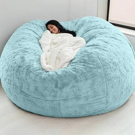 Tomfoto Home Sponge Bed Bean Bag Chair Cover Slipcover Double Bedroom Balcony Large Couch Round Soft Fluffy Cover No Fillings Only Cover, Size: 1500