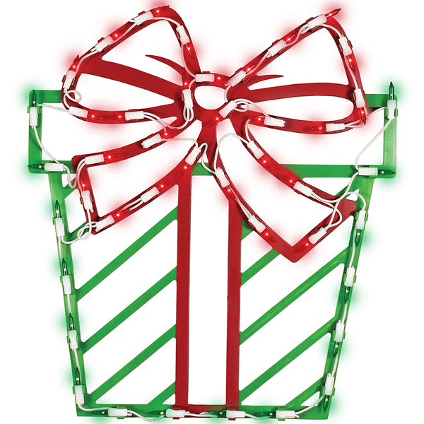 16" Lighted Red and Green Present Christmas Window Silhouette Decoration