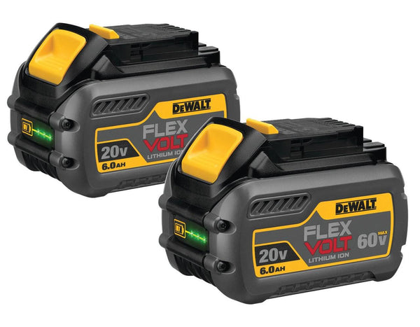 DeWalt 20v - 60v Max FLEXVOLT DCB606 - 2 6 Ah Lithium - Ion Battery Combo Pack 2 PC