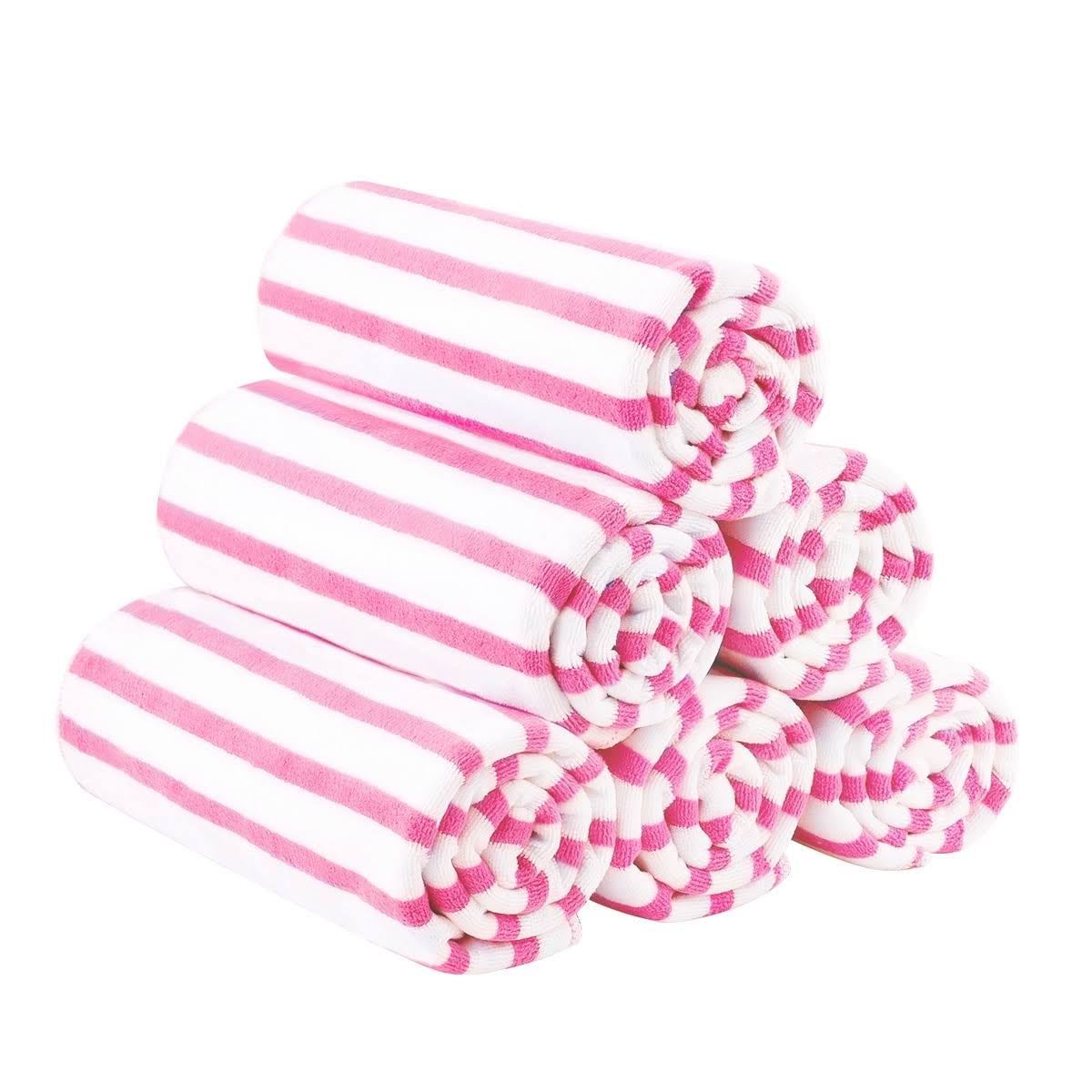 Jml 6 - Pack Cabana Striped Beach Towel Bath Towel Pink, Size: 27