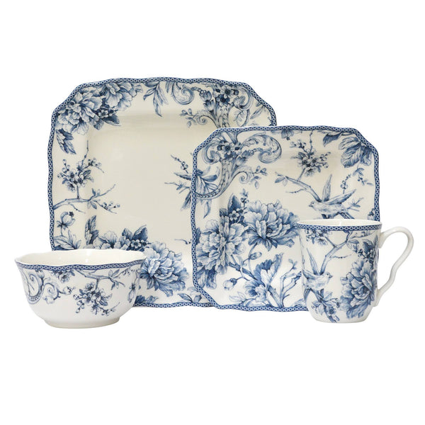 222 Fifth 16 - Piece Adelaide Blue Dinnerware Set