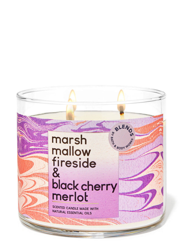Bath & Body Works Accents - Nwt Bath & Body Works Marshmallow Fireside & Black Cherry Merlot 3 Wick Candle - Color: Pink/Purple - Size: Os - Bebe0909'