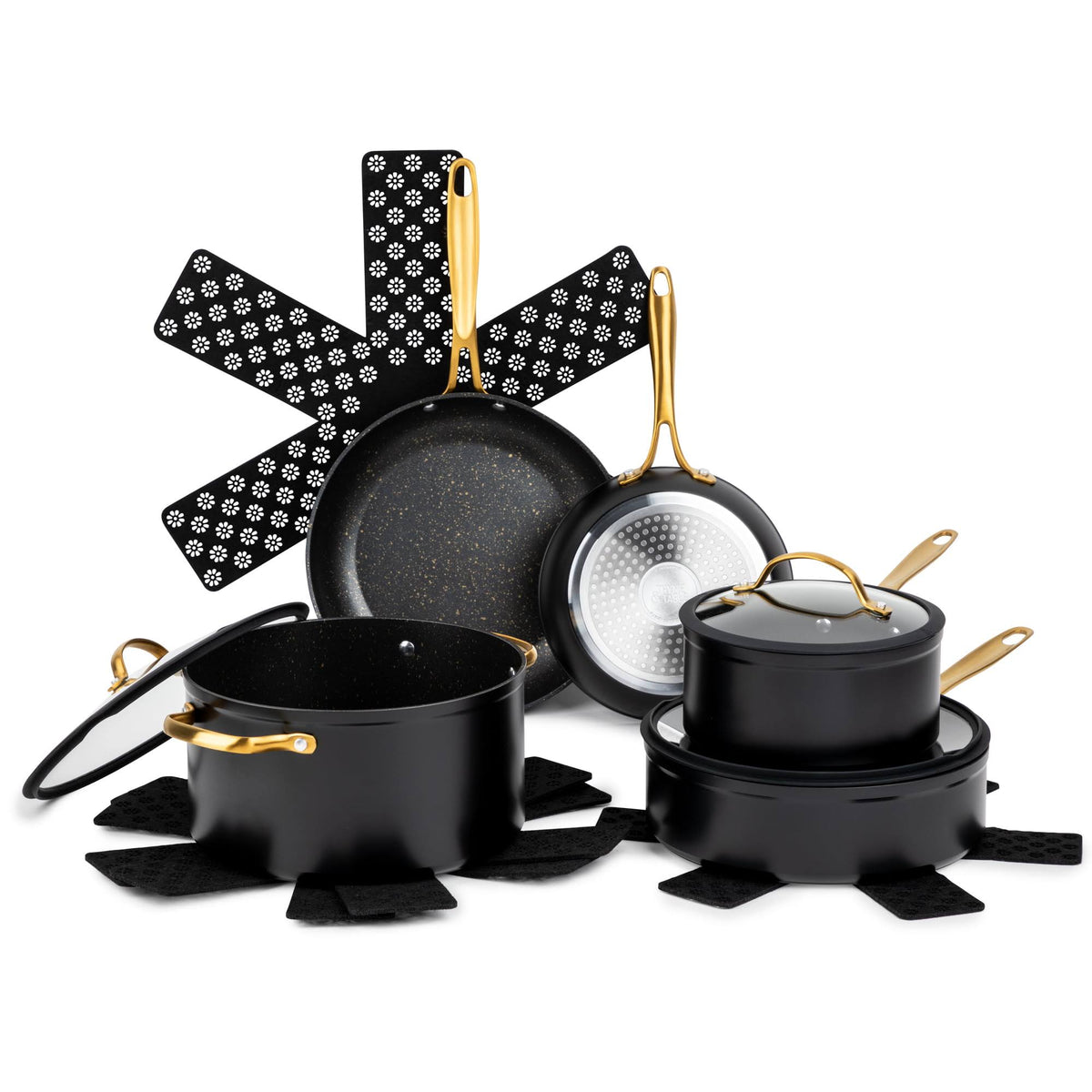 Thyme and Table Nonstick 12 - Piece Cookware Set, Gold