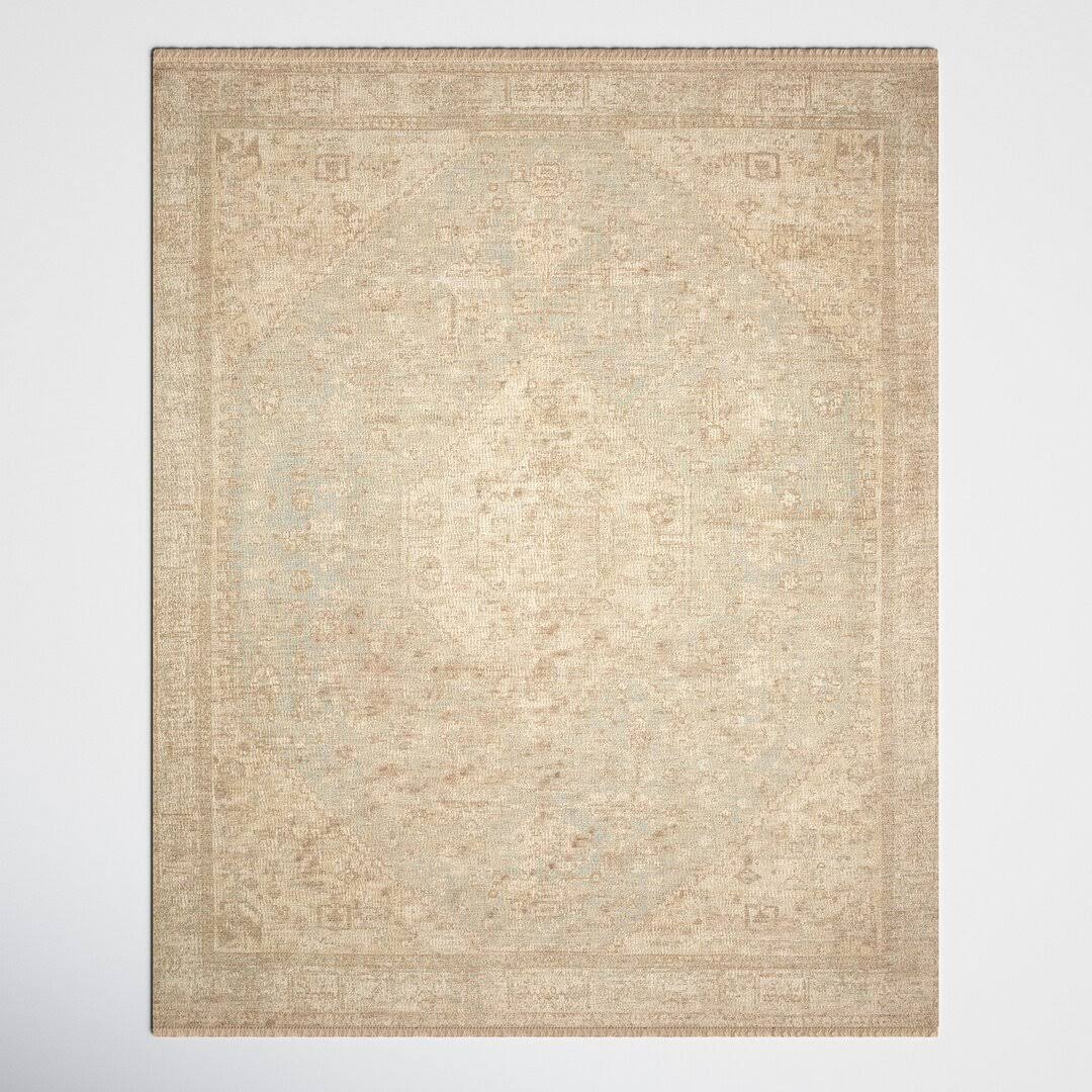 Amanda Oriental Hand - Woven Flatweave Ocean/Ivory Indoor Use Only Area Rug Joss & Main Rug Size: Rectangle 5' x 7'6"