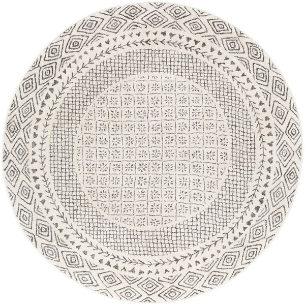 Calvo Oriental Gray Area Rug Union Rustic Rug Size: Round 6'7"