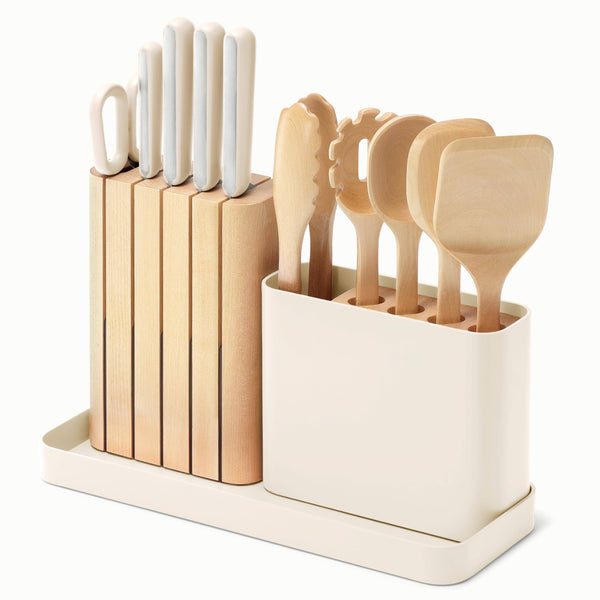 Caraway 14 - Piece Knife & Utensils Prep Set in Cream