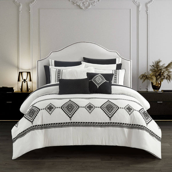 Better Homes & Gardens Summit 12 Piece Bedding Set, Queen, Black and White Pattern, Polyester