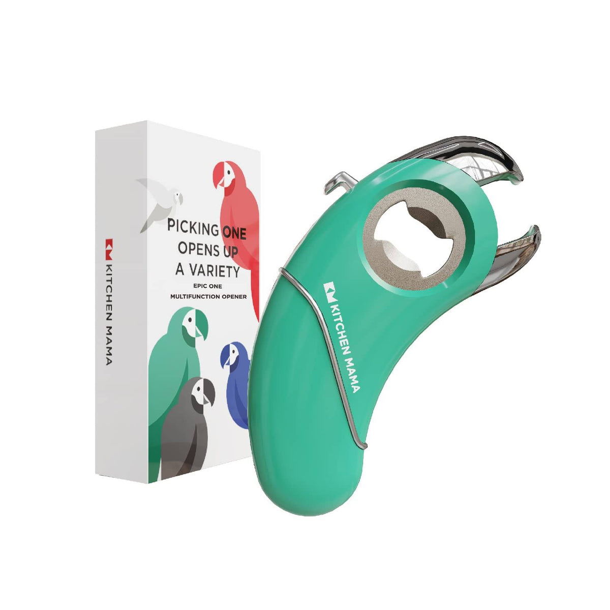 Kitchen Mama Epic One Multifunction Opener: A Pick Ergonomic Opener - Magnetic Bottle Opener, Beer & Soda Can Opener, Pull Tab & Jar Opener for Weak