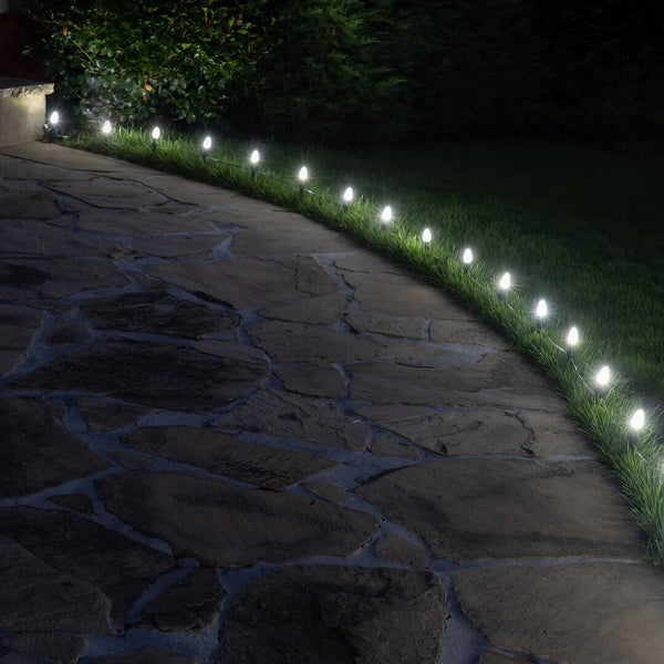 C7 Cool White OptiCore Christmas LED Pathway Lights, 25 Lights, 4.5 in
