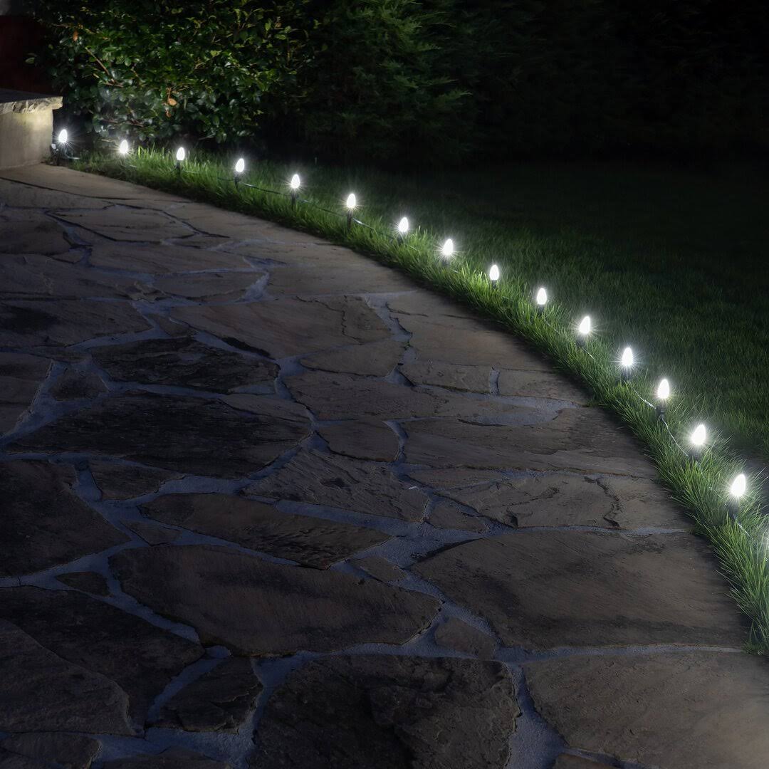 C7 Cool White OptiCore Christmas LED Pathway Lights, 50 Lights, 4.5 in