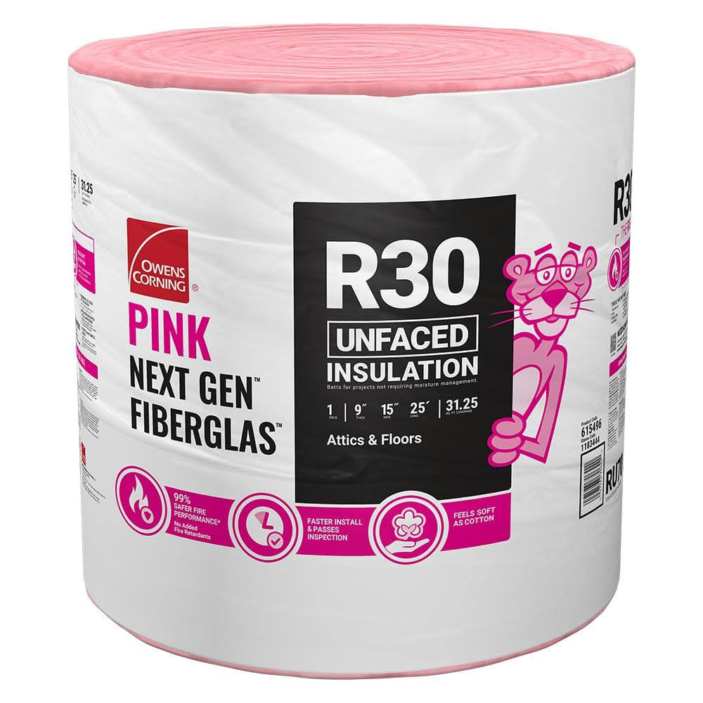 Owens Corning R - 30 Unfaced Fiberglass Insulation Roll 15 in. x 25 ft.